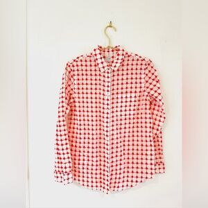 Madewell long sleeve button down, white/red